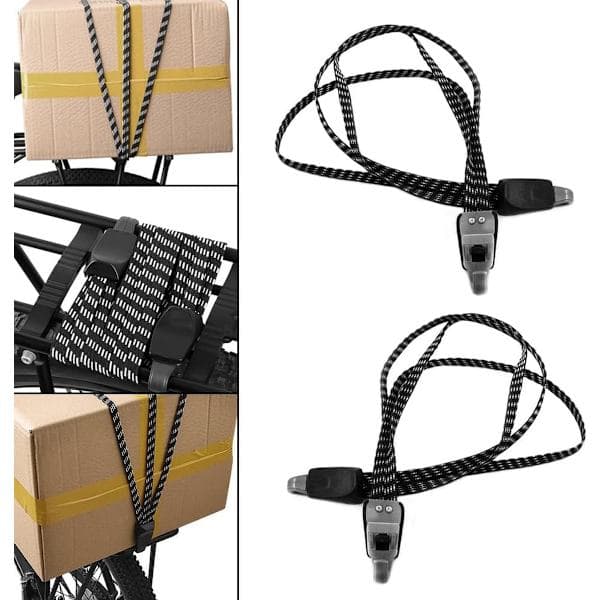Elastisk stropp 2 stk flat hurtigspenne justerbare bagasjestropper flat gummistrikk elastisk stropp transportsikkerhet for sykkel bil 65 svart
