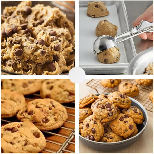 Is-ske, 3 stk. Cookie Scoop Sæt, Is-ske i rustfrit stål med udløser, Stor/Mellem/Lille Cookie Scooper til bagning