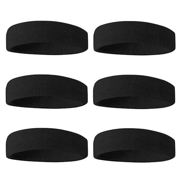 Sweatbands Sports pannband för män och kvinnor - 6 st fukttransporterande atletisk bomullsfrotté pannband för tennis, basket, löpning, gym,