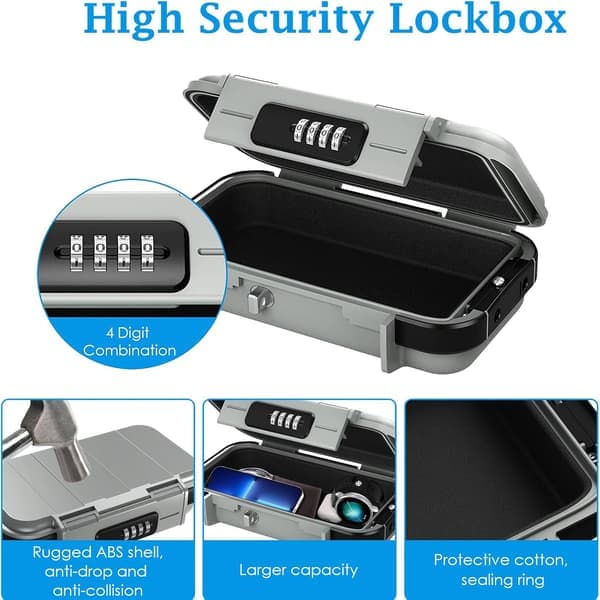 Portable Safe Combination Security Box with Code Waterproof Anti-theft Mini Travel Security Box with Removable Chain Security Box