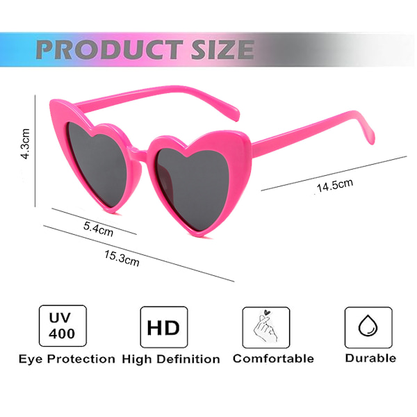 3 st hjärtformade solglasögon för kvinnor Trendiga retro Cat Eye solglasögon Present Idé Glasögon Trendiga för kvinnor Estetiska
