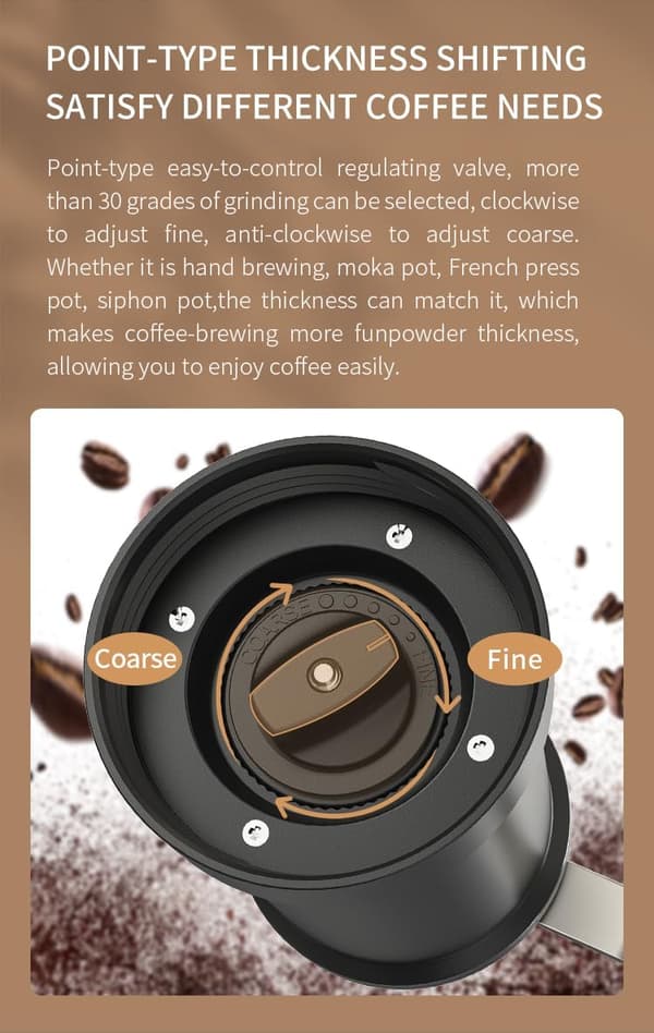 ® Manual Coffee Grinder, Manual Coffee Grinder with Modern High-Precision Ceramic Conical Burr, 30-Degree Adjustable Settings, for Aeropress, E