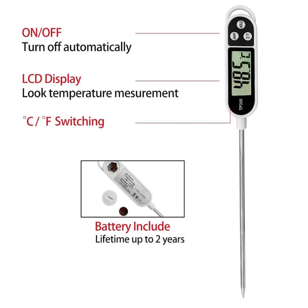 Køkkentermometer tilbehør termometer, termometer sonde termometer grill termometer 5 sekunder LCD-skærm termometer til bagværk BBQ kød