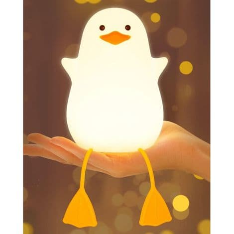 Silicone Duck Night Light with Dimmable LED Touch Control - USB Rechargeable Night Lamp for Kids Room with Timer