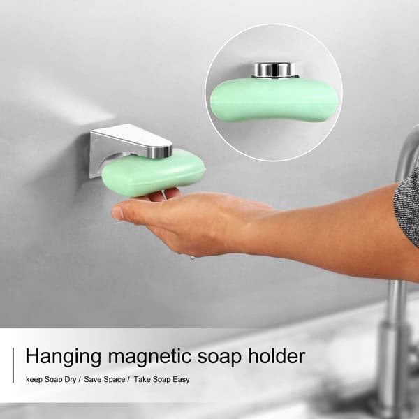 2-pak ABS magnetisk sæbedispenser, vægmonteret, 3M stærk klæbemiddel, badeværelse klæbende sæbeholder, køkken, vask (4