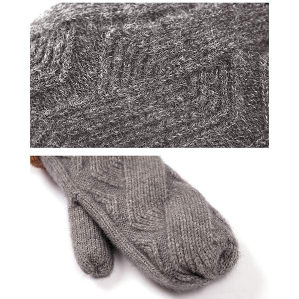 Mössa handskar set för kvinnor med tjockt fleecefoder, varm vintermössa, vantar mössa med bobble och vantar för kvinnor