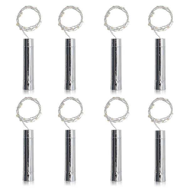 8-pack 20-LED vinflaskekorkljus, batteridrivna, 3,3 fot ren vit min [DB]