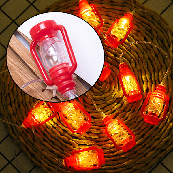 5ft Kerosene Lamp med 10 Mini Retro Kerosene Lamps, String Lights för Ramadan Sovrum Bröllopsfest
