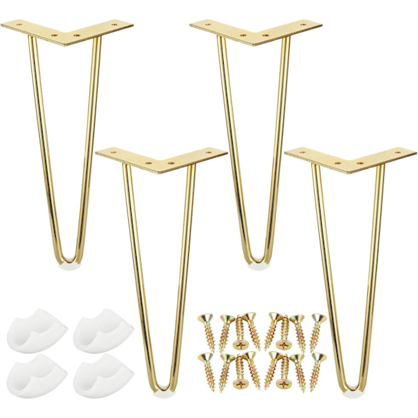 4 stycken bordsben, 30 cm möbelben med skruvar, guldmetall hårnålsbordsben, 2 stångmetall hårnålsben för litet soffbord, IKEA-skåp,