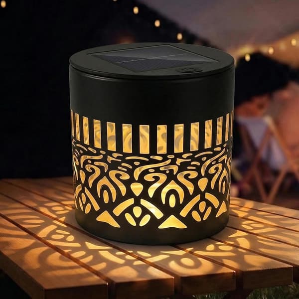 2 stk. solcellelamper LED hagelys utendørs vegglamper solcelle Mandala lys dekor solcelle Mandala lys utendørs for gjerde hage stolpe uteplass bakgård