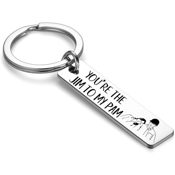 Nyckelringar för par, söta nyckelringar med texten \"You're The Jim to My Pam\" - Present till pojkvän eller flickvän, fru eller man