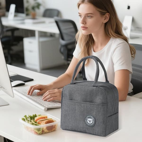 Ny bærbar isolert matboks/kjølebag (grå) 23*21*13cm gray