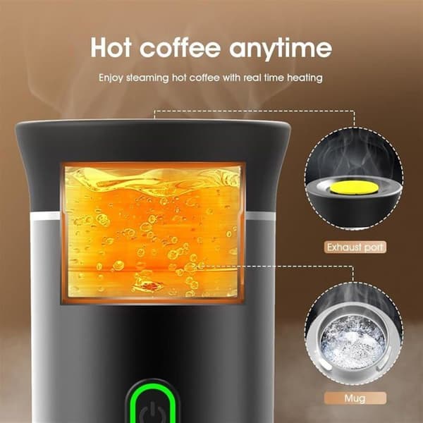 Portable Coffee Maker - Small Electric Coffee Maker with Heating Capsule - Espresso Machine - Black - One Piece