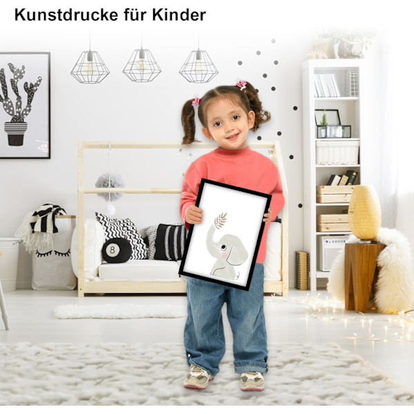 A4-bilder barnrumsdekoration flicka pojke, djurposters barnrum, set med 6 barnbilder (DIN A4 utan ram) 6-delad uppsättning - C