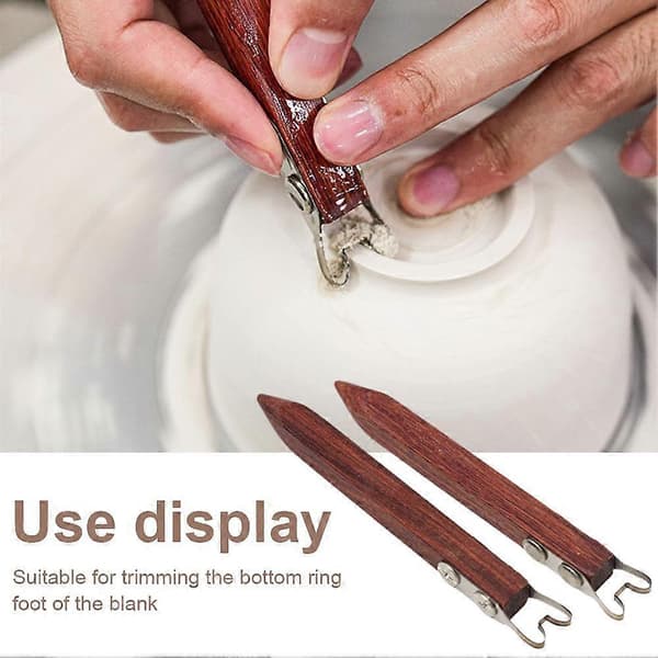 Wood Handle Clay Bottom Trimming Pottery Tool Modeling Ring Foot Scraper Small