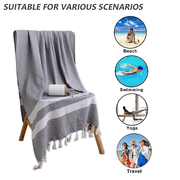 Strandhandduk, Överdimensionerad 100*180cm Badlakan, Snabbtorkande, Sandfri Badhandduk, Lätt