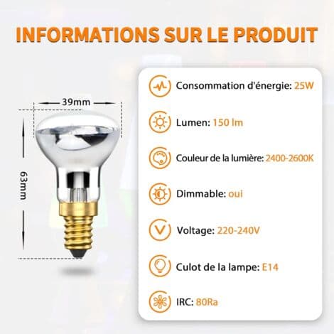 25W E14 Lava Lamp Bulb R39 Reflector Bulb 25W E14 R39 Lava Lamp Bulb (4pcs) [Energy Class A++]
