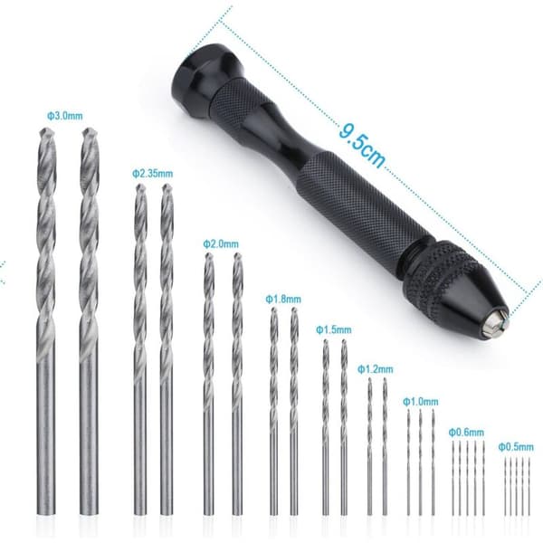 Håndbor - Mini håndbor i aluminium 25 og spiralbor for valnøtt, rav, oliven, nøtt