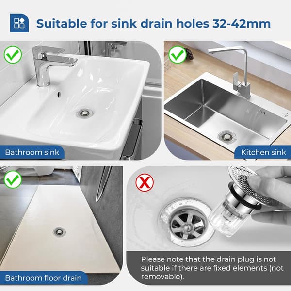 Sink Plug Bathroom Sink Plug 32-42mm Universal Pop-Up Sink Plug Kitchen Bathroom Sink Plug Sink Plug with Anti-clogging and Anti