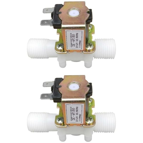 2x 12v 1/2 tum solenoidventil plast magnetisk vattenluft normalt stängd