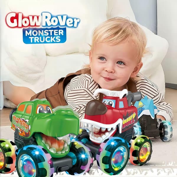 Trykk-for-lys Monstertrucks, Glir-Langs med Lys, Bevegelsessensor Lysende Leketøybiler for Barn