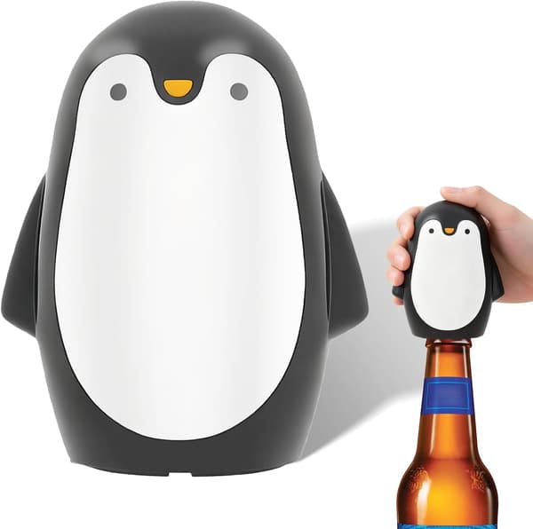 Pingvinflaskeåbner, øldåseåbner, magnetisk pop-top flaskeåbner, automatisk nedtrykning, perfekt til de fleste øl- og drikkedåser