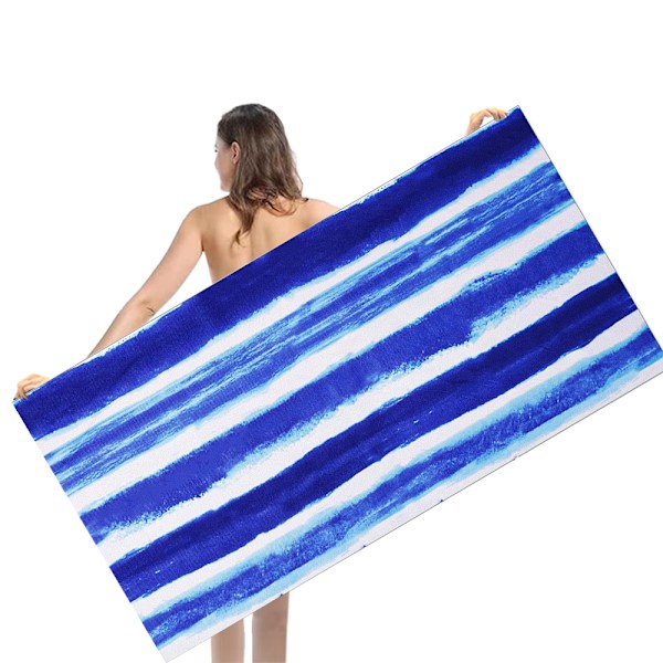 Strandhandduk  Överdimensionerad 75*150CM Sandfria handdukar, Camping Sports Strandtillbehör, Blå Tie Dye