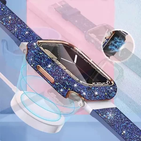 For Apple Watch Series 6 / 5 / 4 / SE / SE (2022) 44mm Watch Case PC Protective Frame with Shiny Crystal