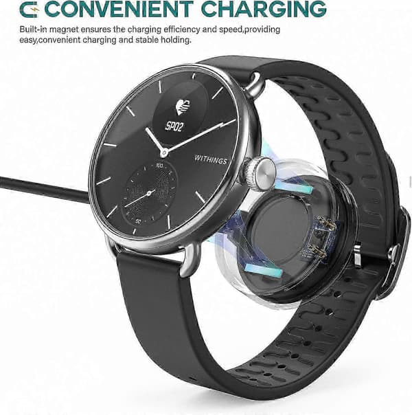 Latauskaapeli Withings Scanwatchille, musta, Zruxelta