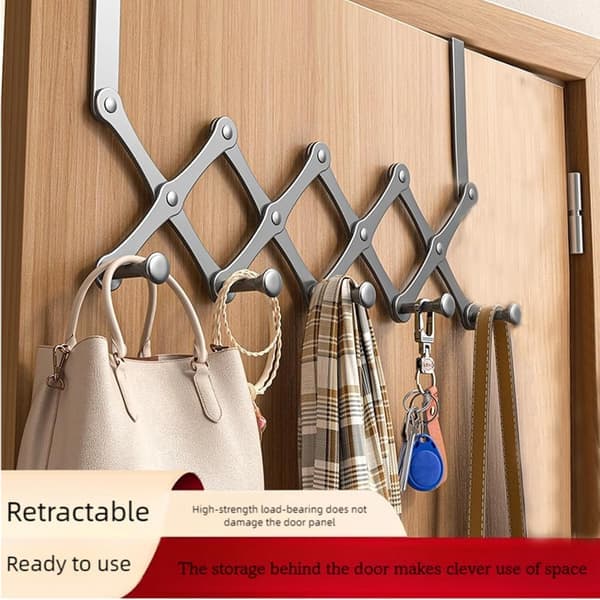 Hanging Door Hat Storage Rack Metal Foldable Adjustable Wall Mounted Hat Rack, 6 Hooks Design, Hanging Baseball Cap Storage Rack