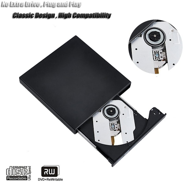 Extern DVD-enhet med CD-brännare (COMBO), USB-gränssnitt, läsbara CD-, VCD-, DVD-, MP3-skivor kan bränna CD-skivor samtidigt, bärbara datorer och stationära datorer