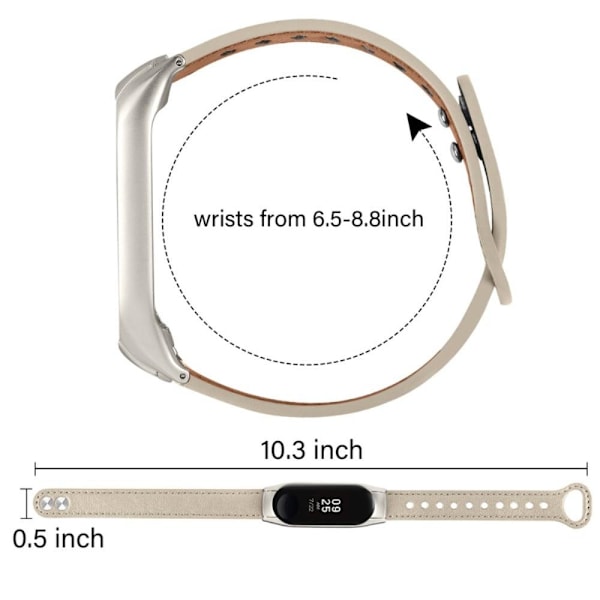 Xiaomi Mi Smart Band 6 / 5 klockarmband i koskinnläder med silverfodral - Elfenben Vit Vit