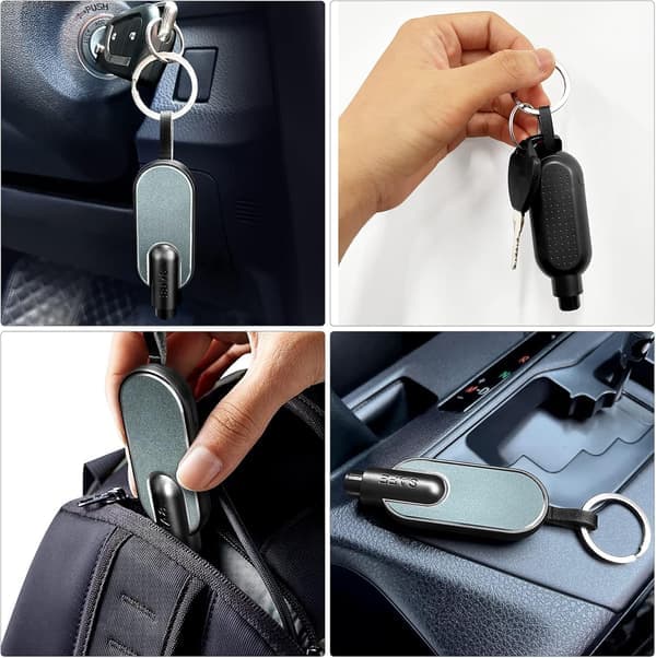 Bilvindusknuser Sikkerhetsbeltekutter, 2 i 1 Nødhammer for Bilsikkerhet Glassknuser Fluktverktøy 2 stk svart+rød