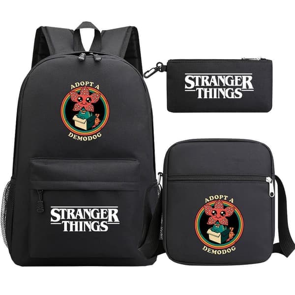 Stranger Things Ryggsäck 3-delat Set Student Skolväska Canvasväska 8 8