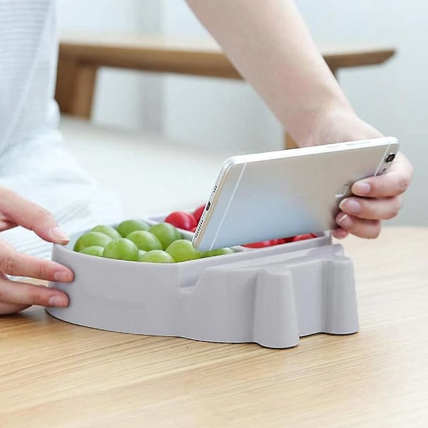 Nyckelpiga Dekorativ Snackskål och Telefonhållare, Praktisk Godisskål och Fruktskål, Återanvändbar Plastskål, Grå
