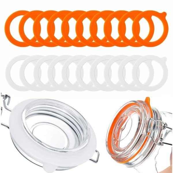 Konserveringsringar 20-pack 70 mm x 95 mm x 3,5 mm gummikonserveringsringar återanvändbara konserveringsringar silikonringar passar glasburkar med snäpplås vit