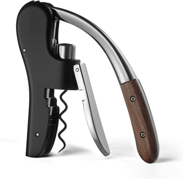 Pullonavaaja, pystysuora vipupullonavaaja sisäänrakennetulla folioleikkurilla, manuaalinen kädessä pidettävä pullonavaaja ergonomisella vipupumpulla.