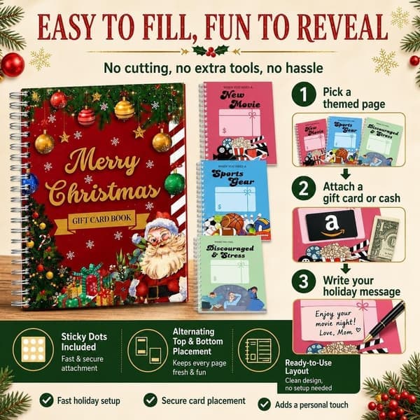 Julklappskortbok DIY Spiral Kontanter 5x7 Jul för Presentkort