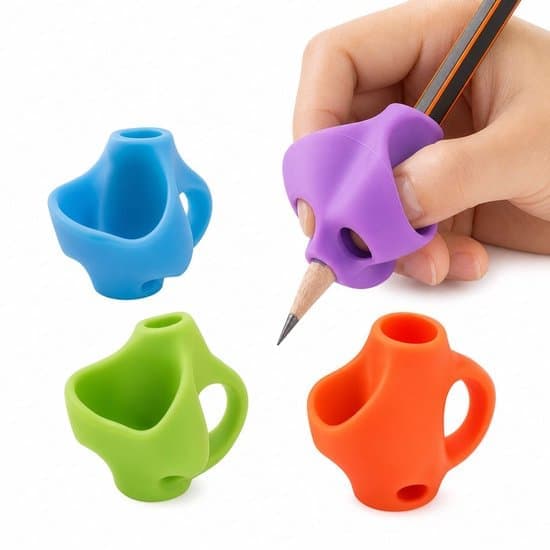 Pen Grip - Writing Aid - Silicone Pen Holder - Three-Finger Grip - For School, Drawing, and Writing 4 pcs