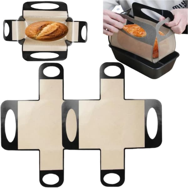 2-pak genanvendelige silikonebageforme til brød - Premium surdejsbrødslynge til brødforme, non-stick bagemåtte, 9x5 tommer