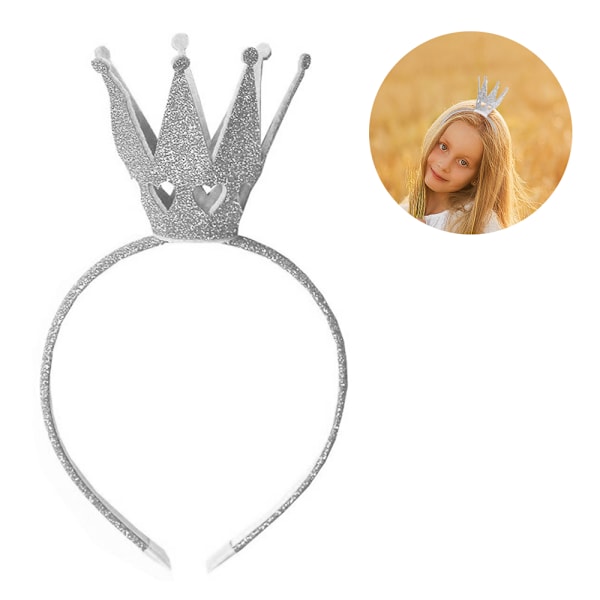 Flickor Småbarn Barn Glittrande Krona Hårband Prinsessa Hårband Huvudbonad Födelsedagspresent Silver