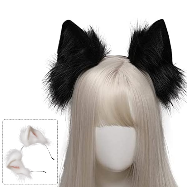 Cosplay Fox Ears Pannband Hårband Hårklämmor Halloween Kostym Party Headpiece Huvudbonader Vit