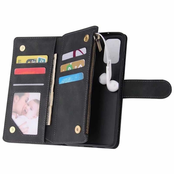 Samsung S20 Multifunktionellt Plånboksfodral Zipper 8-Fack Vinröd Vinröd