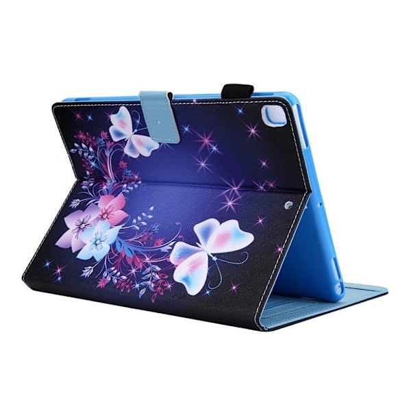 iPad 10.2 (2020) / Air (2019) mönster läder fodral - blomma / fjäril Blå
