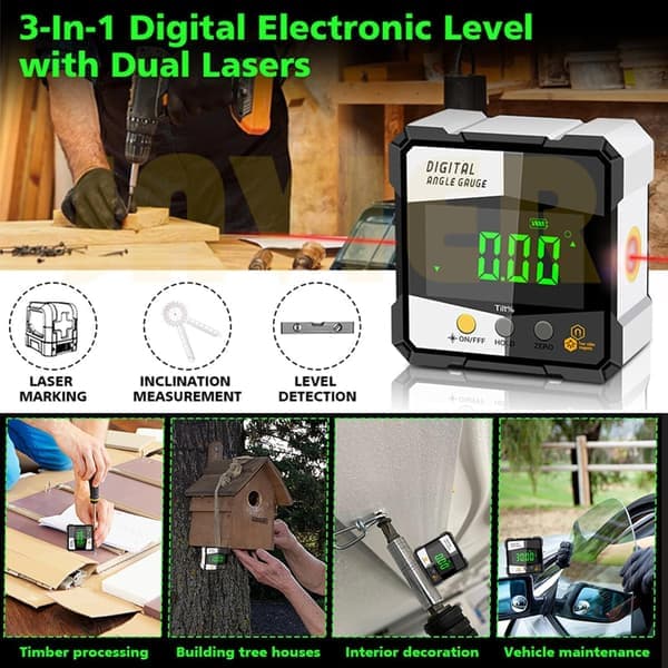 Digital Vinkelmåler Inclinometer Magnetisk Base Vinkelmåler Niveau Testværktøj Ny Model Laser Digital Display Inclinometer Vaterpas E18