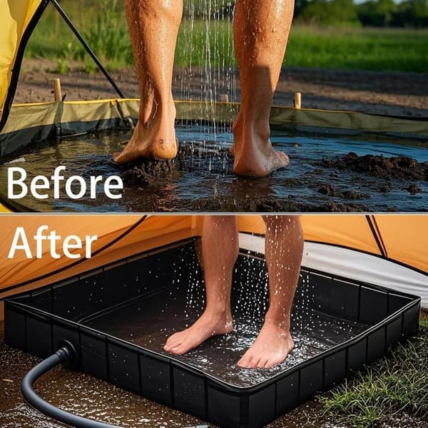 Bärbar hopfällbar campingduschbas - Perfekt för utomhusduschar, duschtält, camping, husbilar, husdjursbad