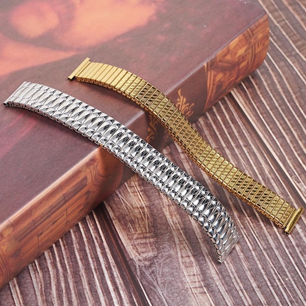 Steel Stretch Expansion Watch Band Armband Armband FAD9 gold 18mm gold 18mm