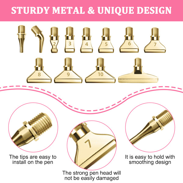 5D Diamantmålning Tillbehör Penna Set, Punktmålning med Tråd Metallersättningspennhuvuden