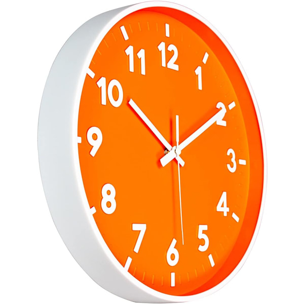 Modern Väggklocka, 12\" 3D Digital Tyst Kvarts Batteridriven Orange