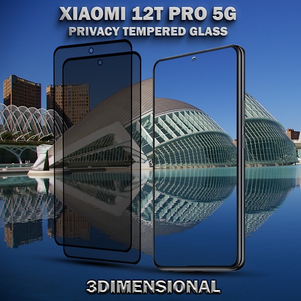 2-Pack Privacy Skärmskydd For Xiaomi 12T Pro (5G) - Härdat Glas 9H - Super Kvalitet 3D